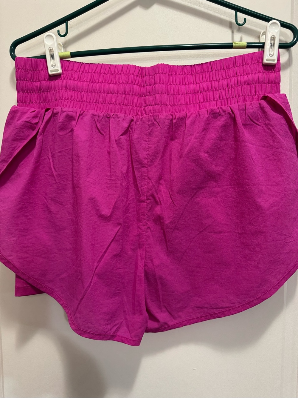 & Other Stories Bright Fuchsia Smocked-Waist Athletic Shorts